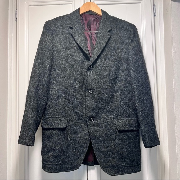 Harris Tweed Sport Coat Blazer Jacket Size Small Gray Academia Scholar Men’s - Picture 1 of 4